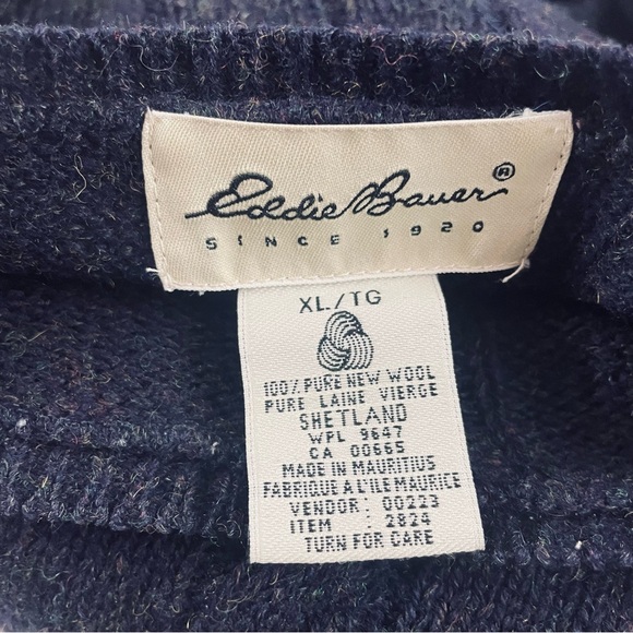 Vintage Eddie Bauer Wool Sweater Mens XL Cable Knit Shetland Wool 90s F231 - Picture 9 of 10